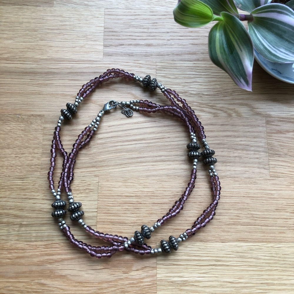 💖 3 for $10 💖 Boho purple and silver toned statement necklace